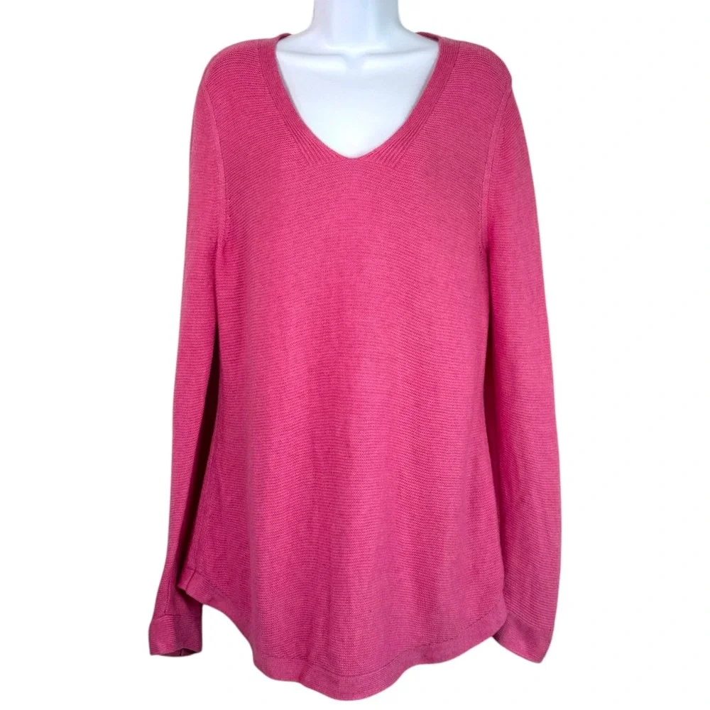 Talbots Lightweight Knit Sweater‎ Sz L Petite V Neck Coastal Prep Quiet Luxury